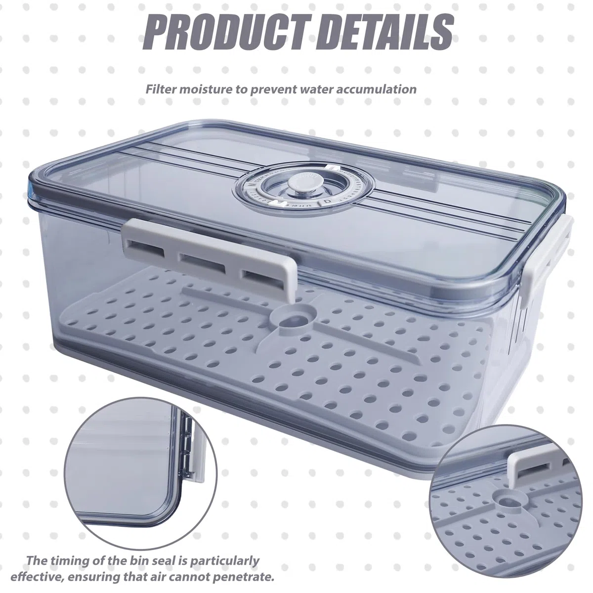 BAIFULAI Contenitore per pane, materiale PET per alimenti, timing, antiscivolo, con divisori per ingredienti da cucina, 32,5 x 17,5 x 11 cm