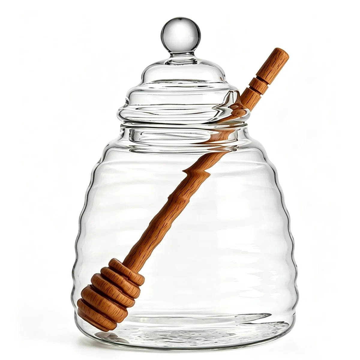 Barattolo Per Miele,Trasparente Vasetto per Miele, Barattoli Per Miele In Vetro Con Coperchi E Cucchiaio per La Conservazione E La Distribuzione di Miele E Sciroppo (500ml)