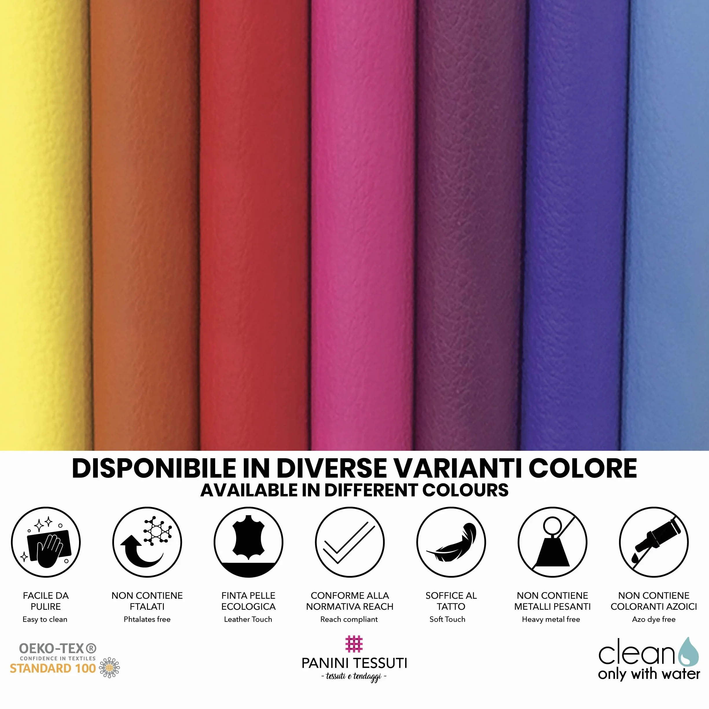 Panini Tessuti, Finta Pelle Morbida - 100x140 CM - per arredo DIVANI, SEDIE, Borse