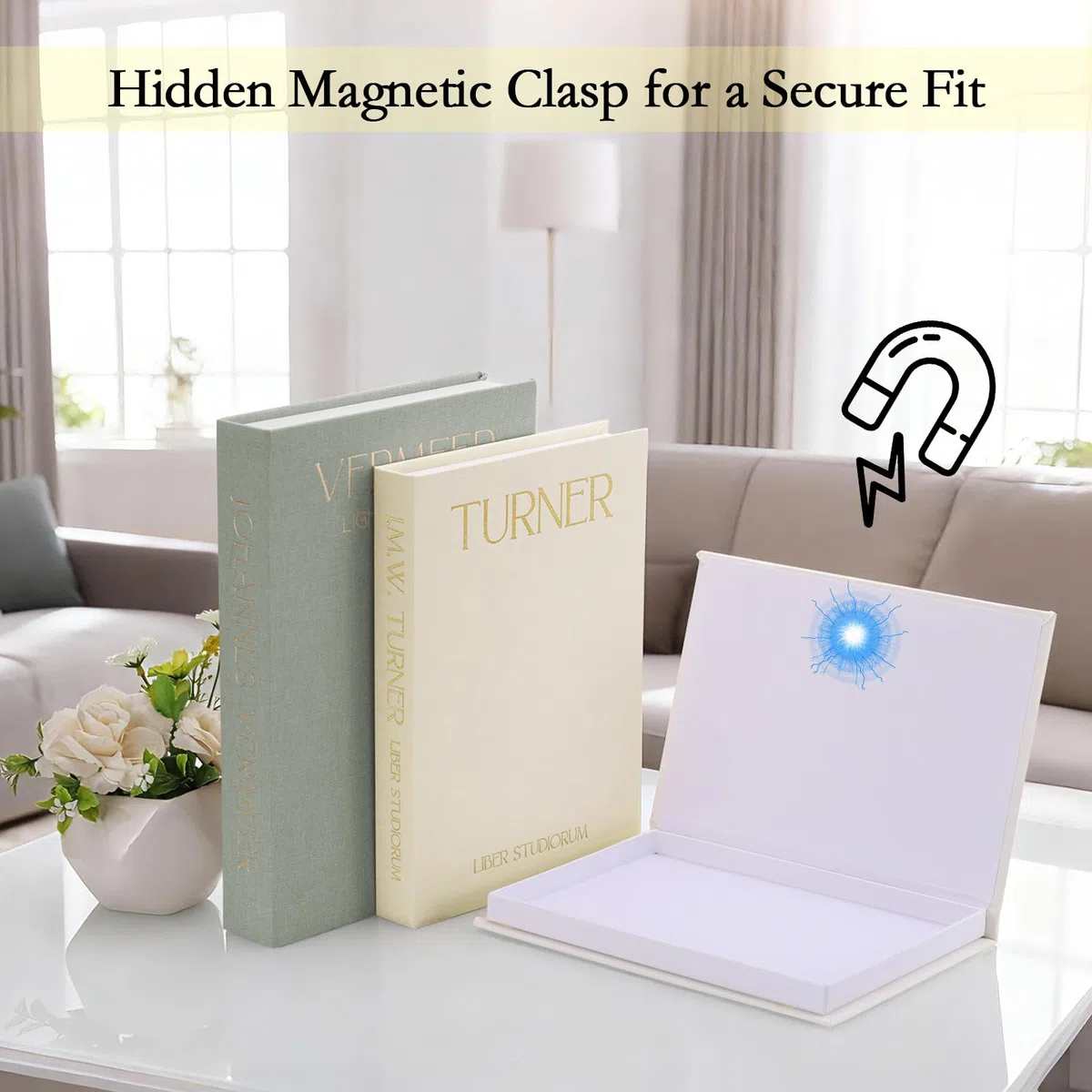 Set di 3 libri decorativi, elegante scatola per libri con contenitore per interni moderni, design estetico, impilabile e robusto