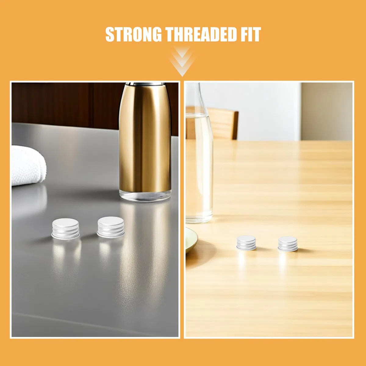 Tappo a Vite per Bottiglia in Alluminio 28mm Ermetico, Coperchio Filettato Antiperdita, Set da 100 Pezzi per Contenitori in Vetro, per Viaggi e Conservazione Domestica