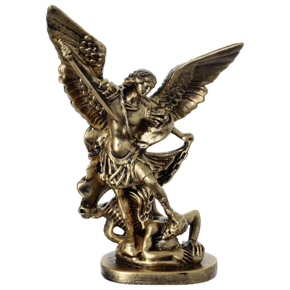 Holyart Statue in resina e PVC: Statua resina San Michele 15 cm effetto ottone