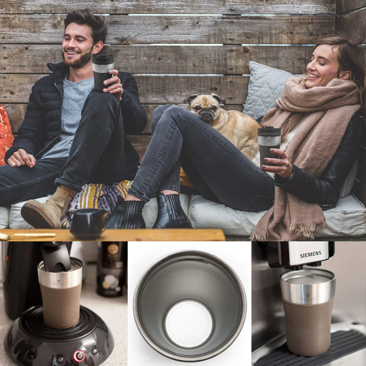 Tazza termica da viaggio, 250 ml, tazza da viaggio, in acciaio inox, per caffè, tè, caffè, caffè, tè, bevande, coperchio a prova di perdite, con chiusura a clip, colore nero