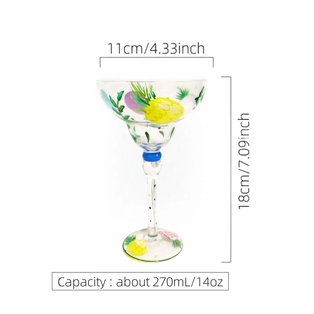 Bicchieri da margarita soffiati a mano, bicchieri da bar, bicchieri da cocktail, bicchieri per feste in casa, matrimoni, cristallini, con uccellini (pear)