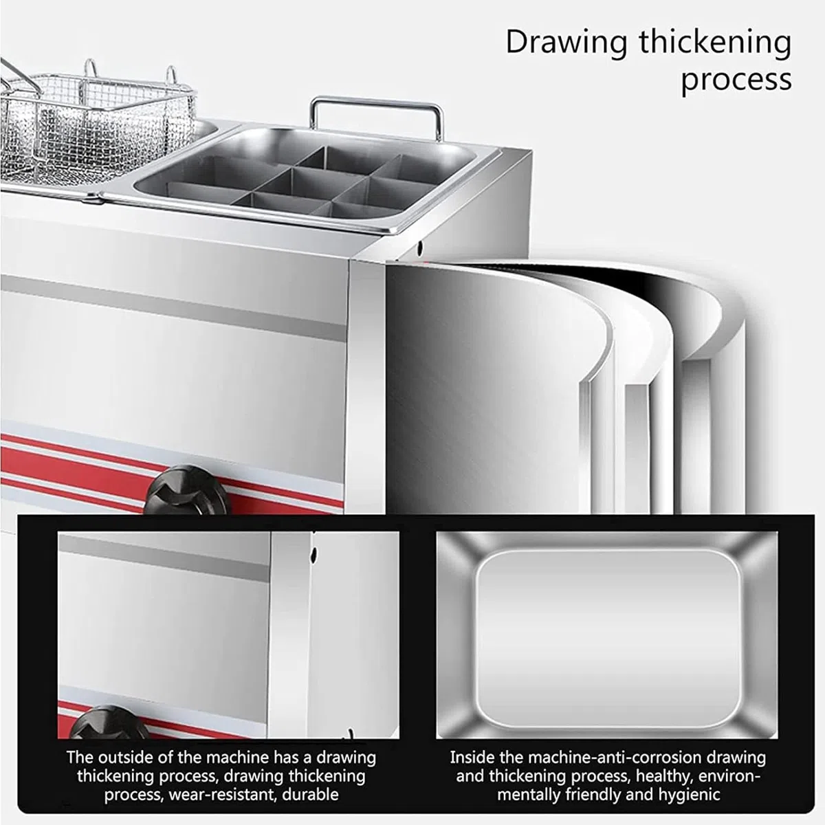 Friggitrice A Gas Grande capacità 10l/20l/30l,Friggitrice in Acciaio Inossidabile,Friggitrice Multifunzione,con Cestini & Coperchio,per Cucina Domestica Commerciale,Doublecylinder10l+10l