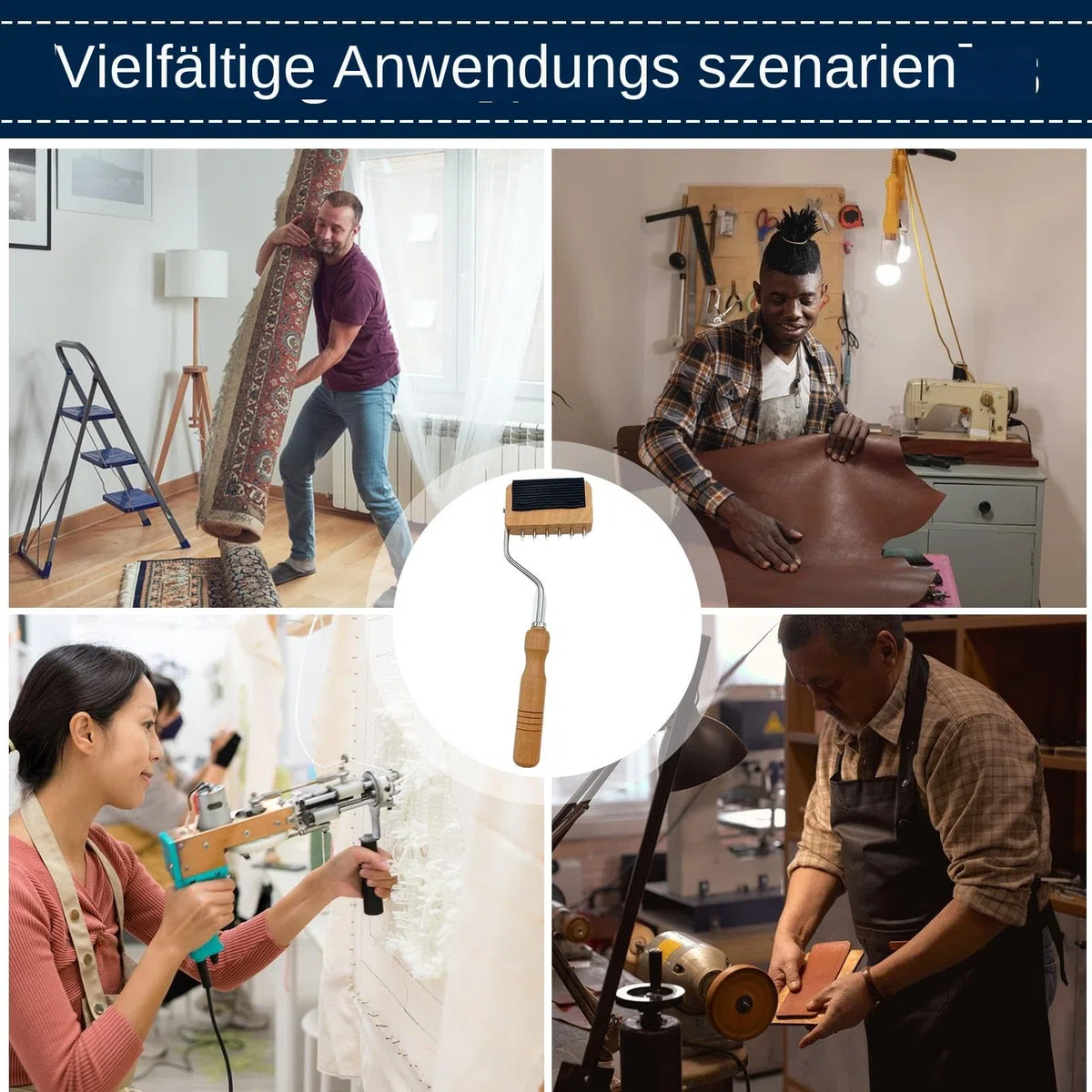 Tendicinghia per cinghie, tenditore in tela con manico in legno, strumento per tappezzeria per tappeti, nastri, tessuti, con leva a collo di cigno per riparazione di mobili e progetti fai da