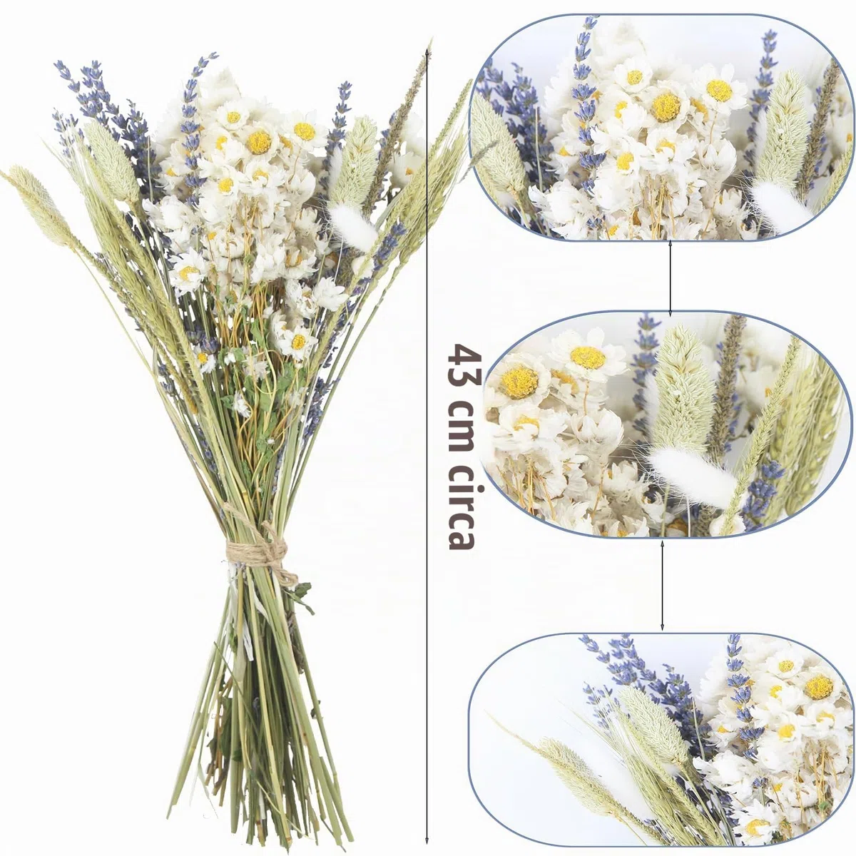 Mazzi Fiori Secchi Decorativi Naturali per Vaso Miste Bouquet Lavanda Essiccata Gerbere Coda di Coniglio Pampas Erba di Grano per Bomboniere Matrimonio Decorazione Casa Fai Da Te Partito