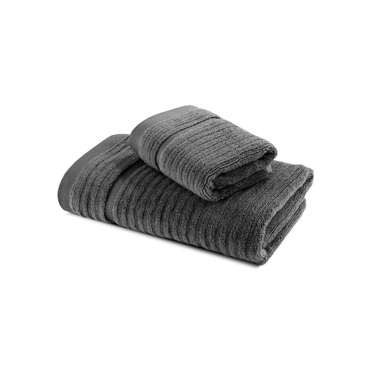 Caleffi Asciugamano con Ospite in Cotone Stripe Antracite - 73859
