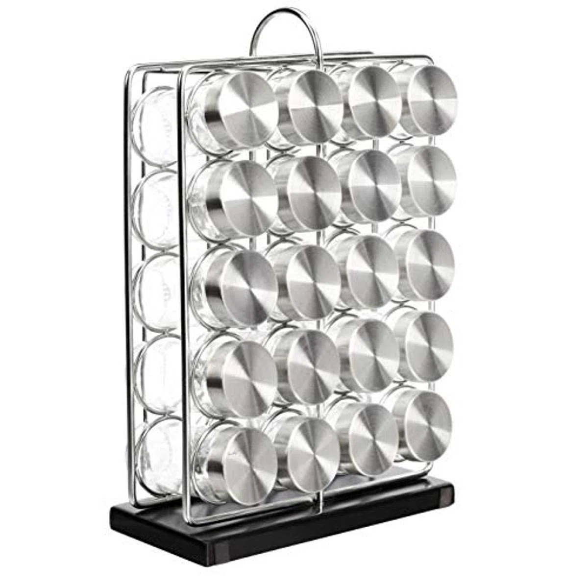 Amazon Basics Portaspezie Verticale in Acciaio Legato con 20 Vasetti Inclusi, Colore Argento