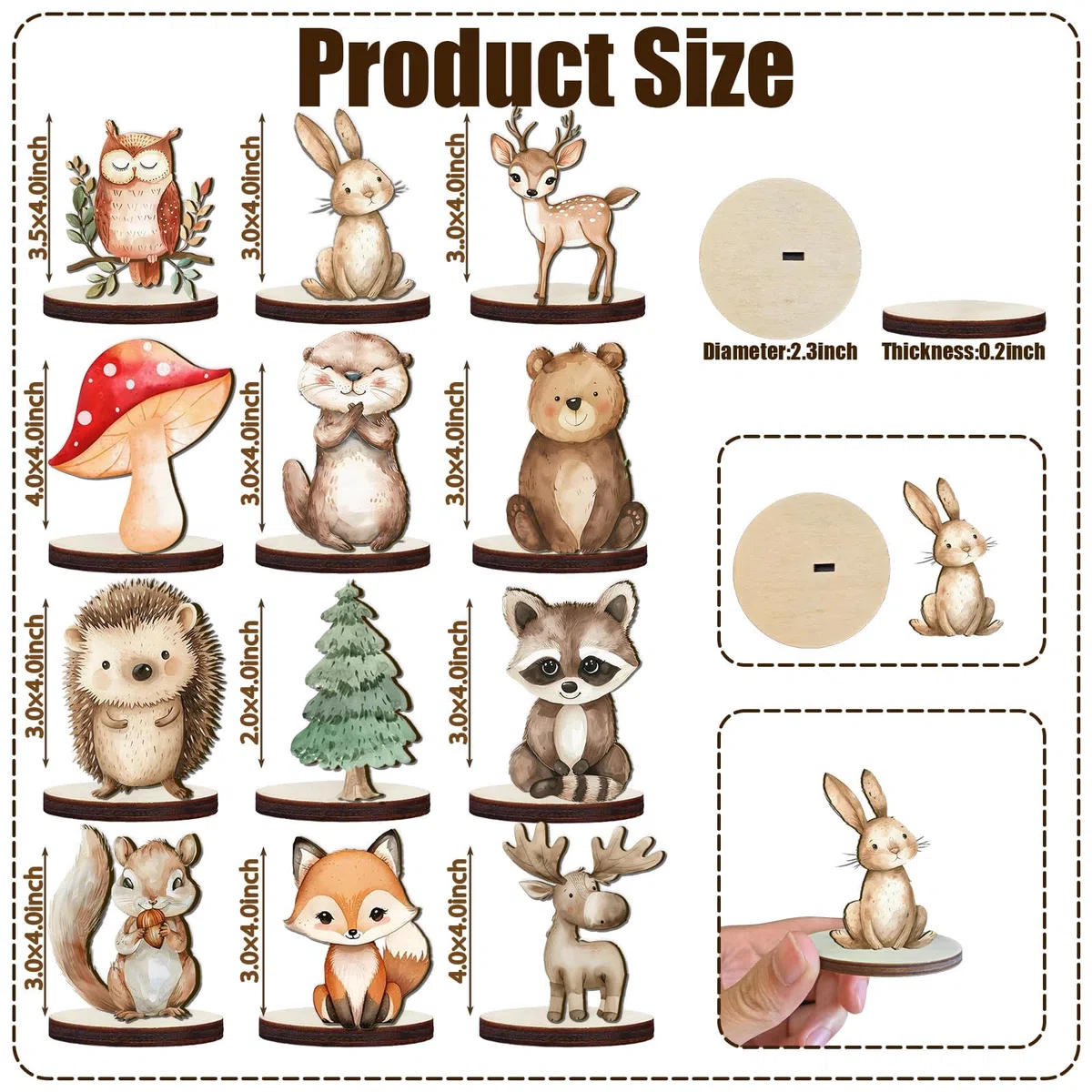 Wald Babyparty Addobbo 12 Pezzi Foresta Ornamenti Centro Tavola