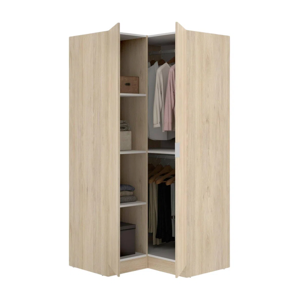 Dmora Guardaroba 2 Ante Elgon 92.5x184h cm Marrone Rovere Appendiabiti 4 Ripiani, Armadio Camera da Letto 2 Ante