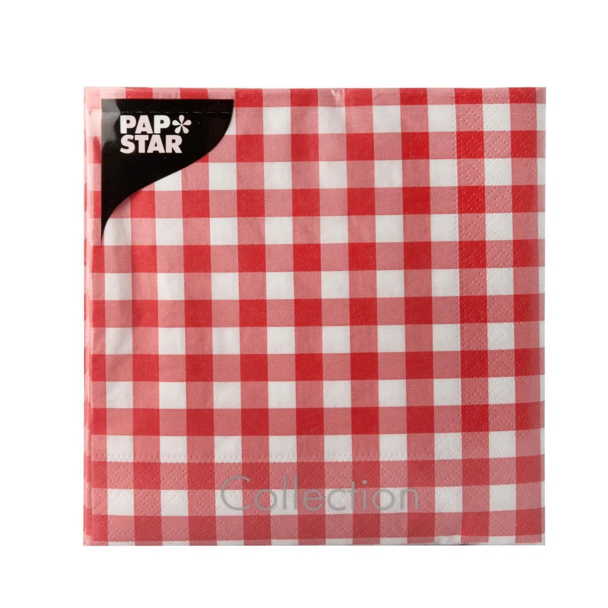 PAPSTAR Tovaglioli con motivo a quadri Vichy, 330 x 330 mm, stampati, 14 pieghe, 3 strati, tessuto a quadretti rossi e bianchi, 1 pezzo (87102)