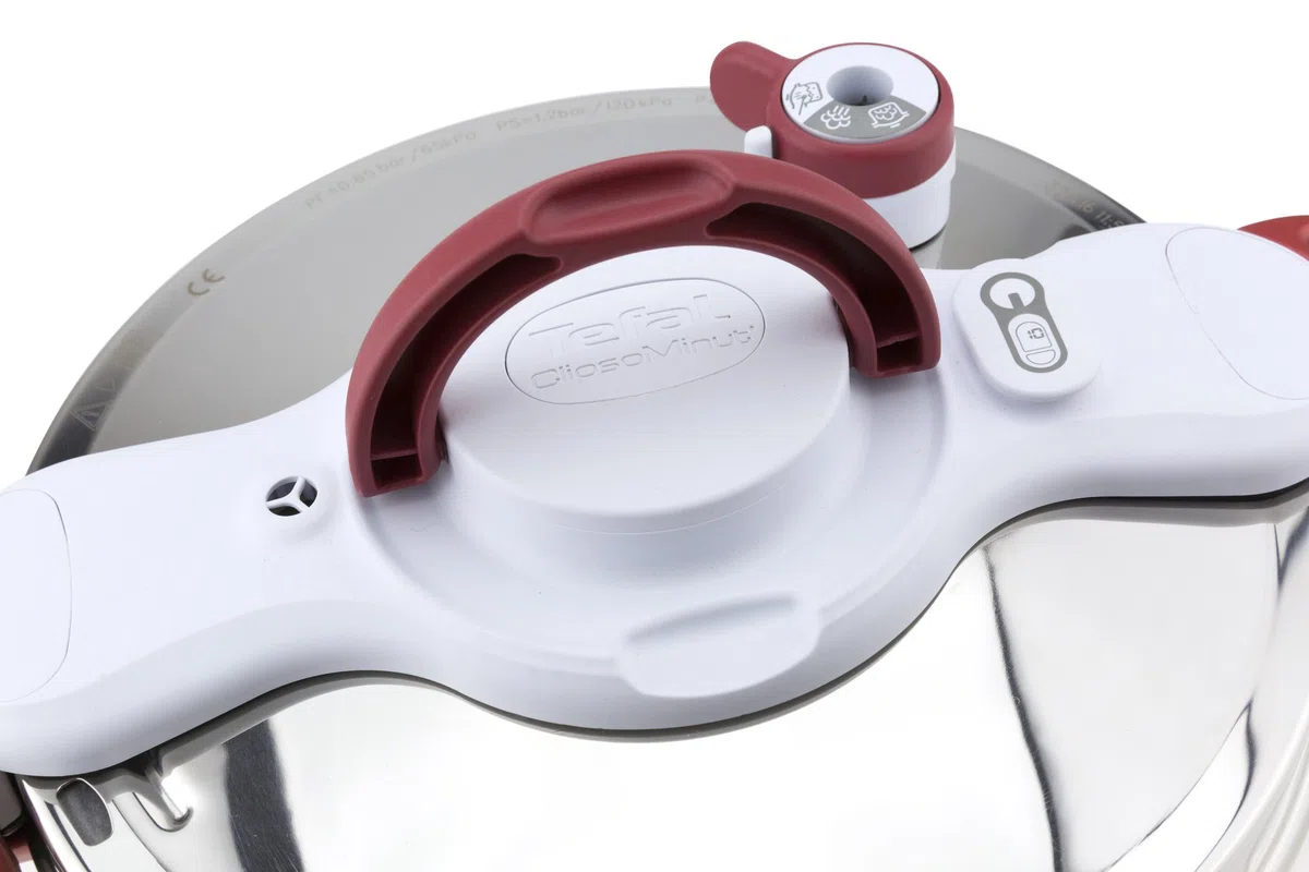 Tefal Clipsominut Duo 5L Pentola a pressione 5L Rosso, Acciaio inossidabile