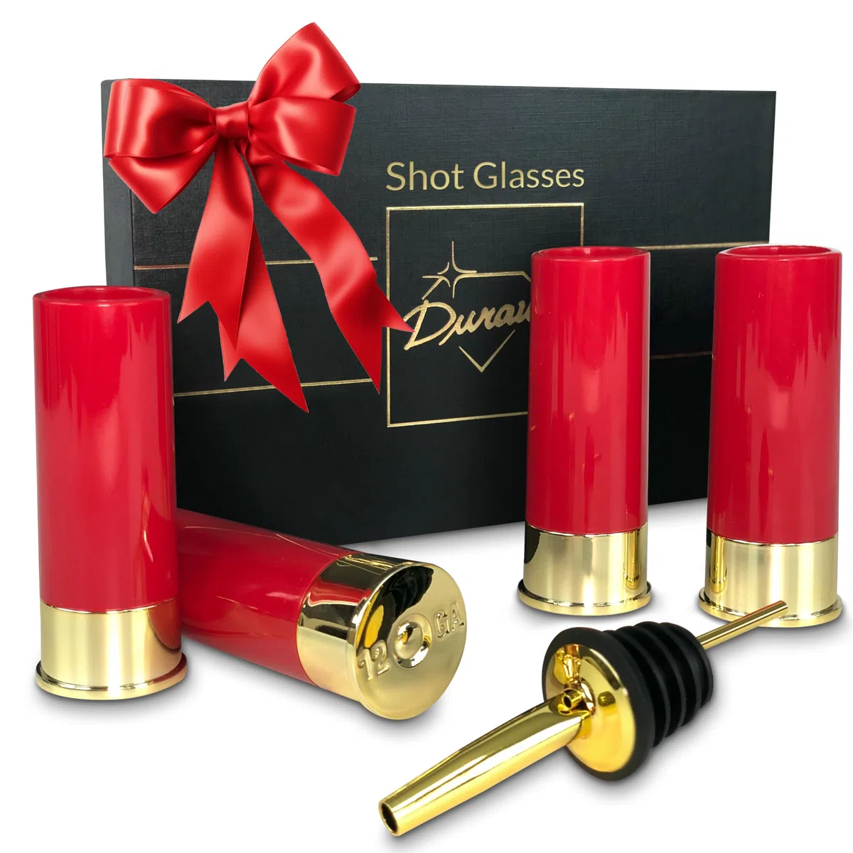 Bicchieri da shot calibro 12, confezione regalo da 4, bicchierini da sparo, alcool, ottima idea per uomini, mini tazze, per whisky, rum, tequila, liquori,ecc