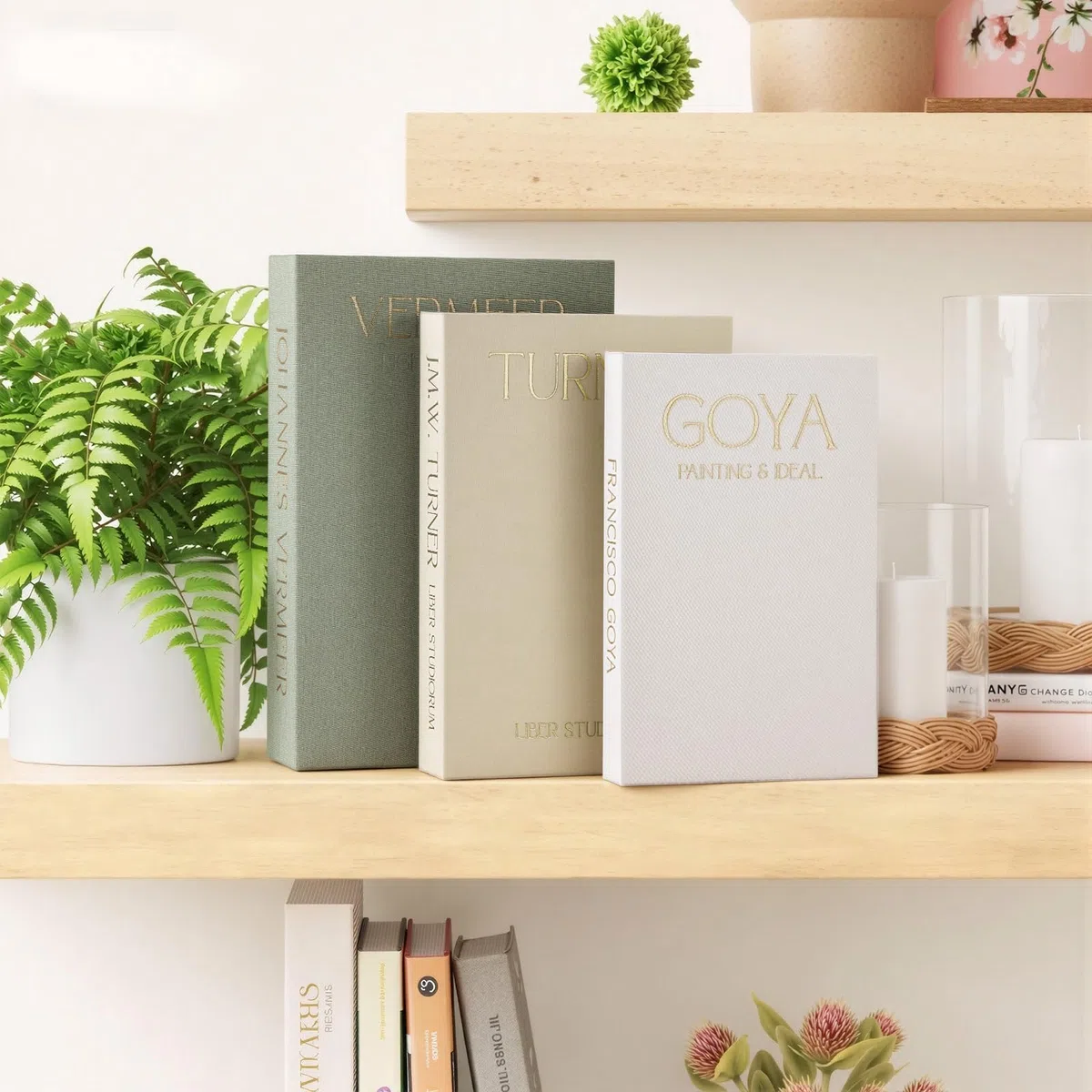 Set di 3 libri decorativi, elegante scatola per libri con contenitore per interni moderni, design estetico, impilabile e robusto