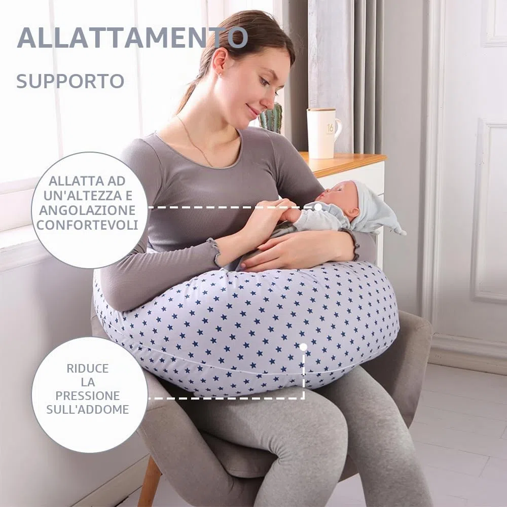 Chilling Home Cuscino Gravidanza 2 in 1 XXL,Cuscino Allattamento per Neonato, Cuscino Gravidanza per Dormire con Cuscino Interno e Federa in Cotone,Cuscino Allattamento e Gravidanza (Blu)