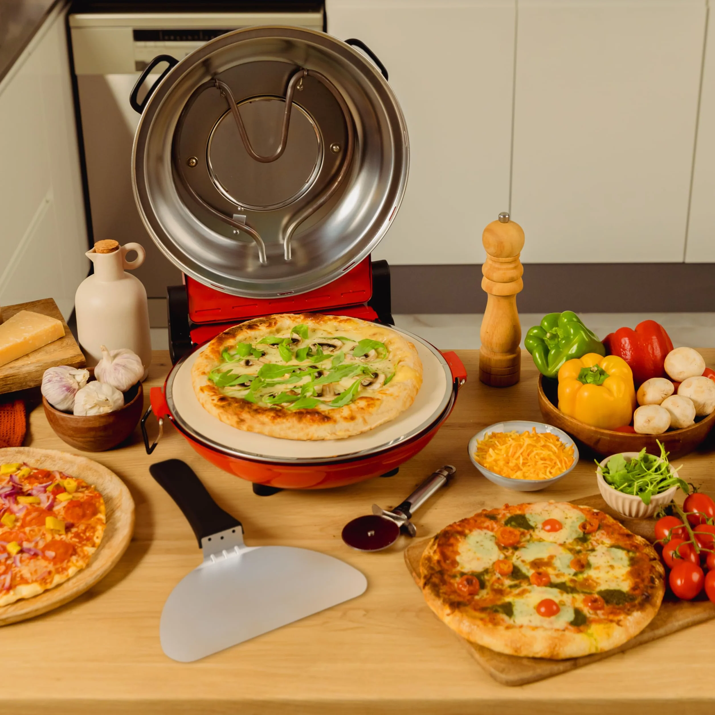 Cecotec Forno Pizza Elettrico Grill Pizza&Co Mamma Mia Window. 1200W, Temperatura 400ºC, Timer 15m, Termostato, Cottura Pietra, Resistenze Superiori e Inferiori, Finestra Visualizzazione