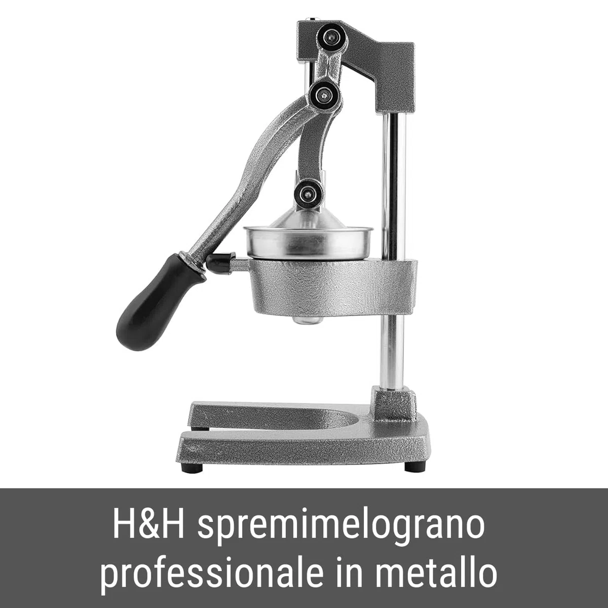 H&H Spremimelograno Professionale a Leva – In Metallo, Colore Grigio, Design Robusto 29x40 cm – Ideale per Melograni, Agrumi, Uso Domestico e Professionale