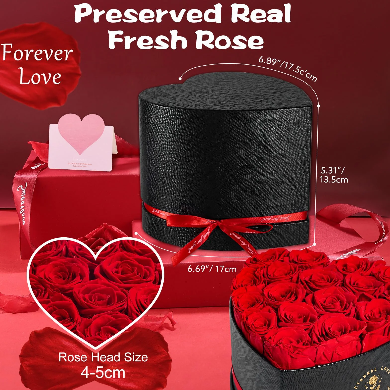 17 Pezzi Regalo di Festa della Mamma per Donne con Rose Stabilizzata Vera - Fiori Eterni in Scatola Cuore, Ideale​ per Lei Fidanzata Mamma, Fiori Stabilizzati, Regalo Compleanno, Romantico, Donna