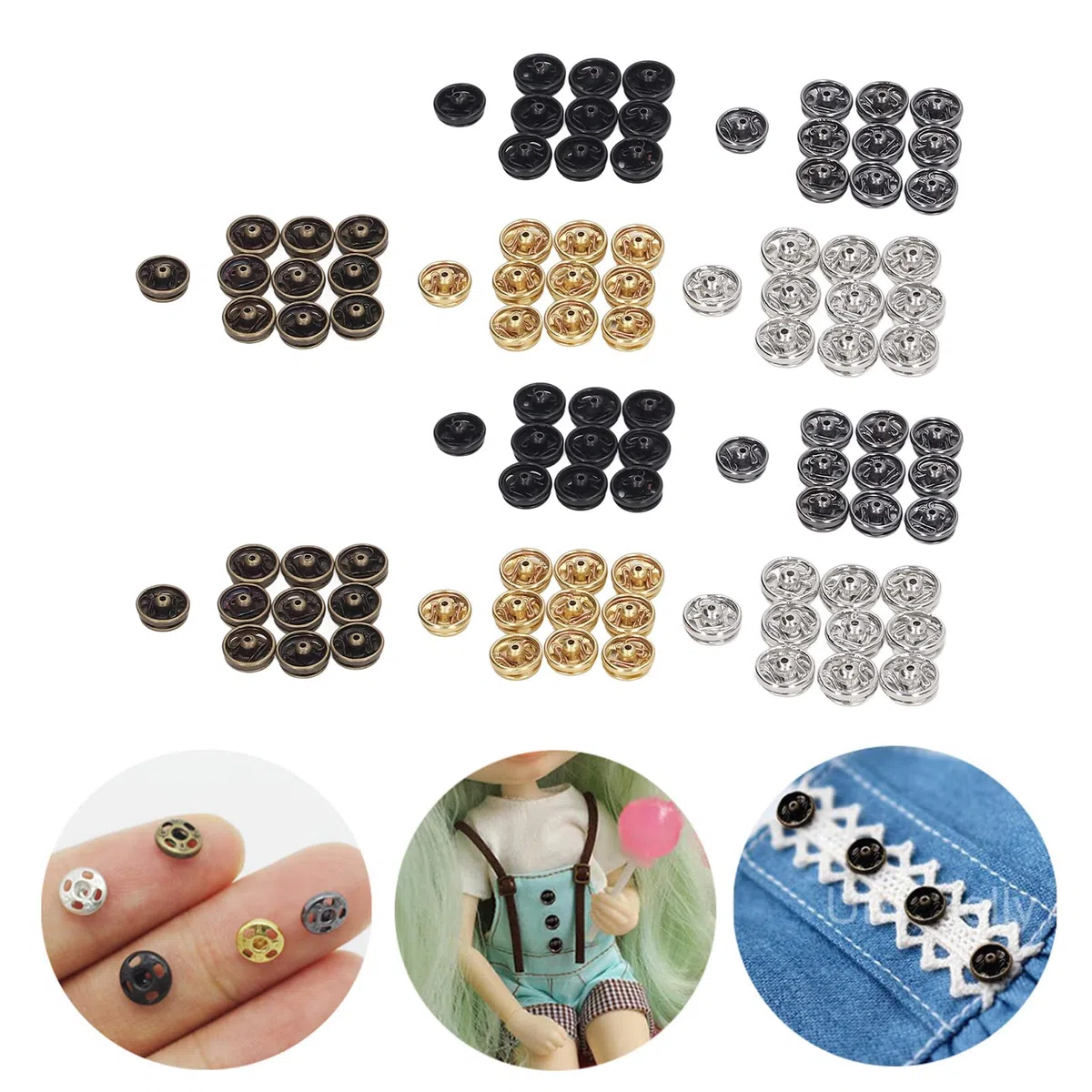 Tyenaza 100 Pezzi Bottoni Automatici da Cucire, Mini Bottoni a Pressione da 5 mm, 5 Colori, Bottoni Automatici in Metallo, per Vestiti Borsa Artigianale in Pelle Borsa per Cucire Riparazioni fai-Da-Te