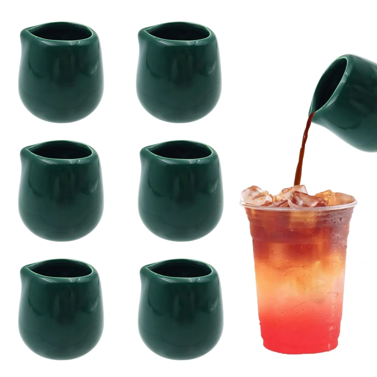 6 Pezzi Bricco Latte Professionale 50ml Mini Brocca per Latte in Ceramica Lattiera Ceramica Mini Lattiera Mucca per Cappuccino con Beccuccio Bricco per Latte Art per Salsa Latte Caffè (Verde)
