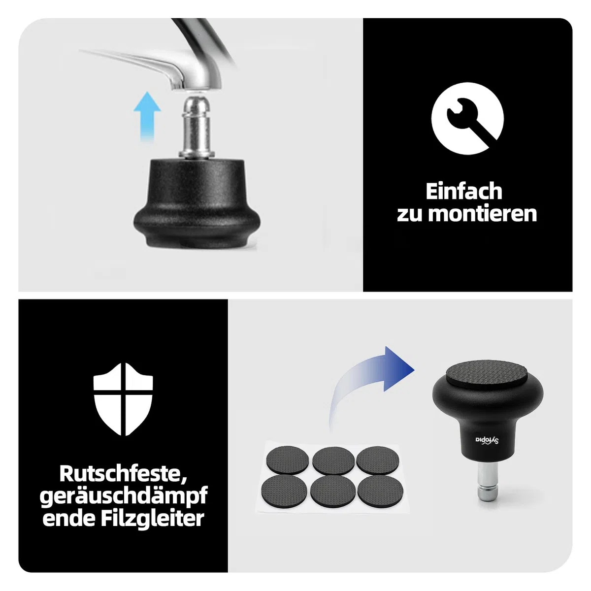 Bell Glides sgabello rotanti o ruote sostituzione sedia ufficio