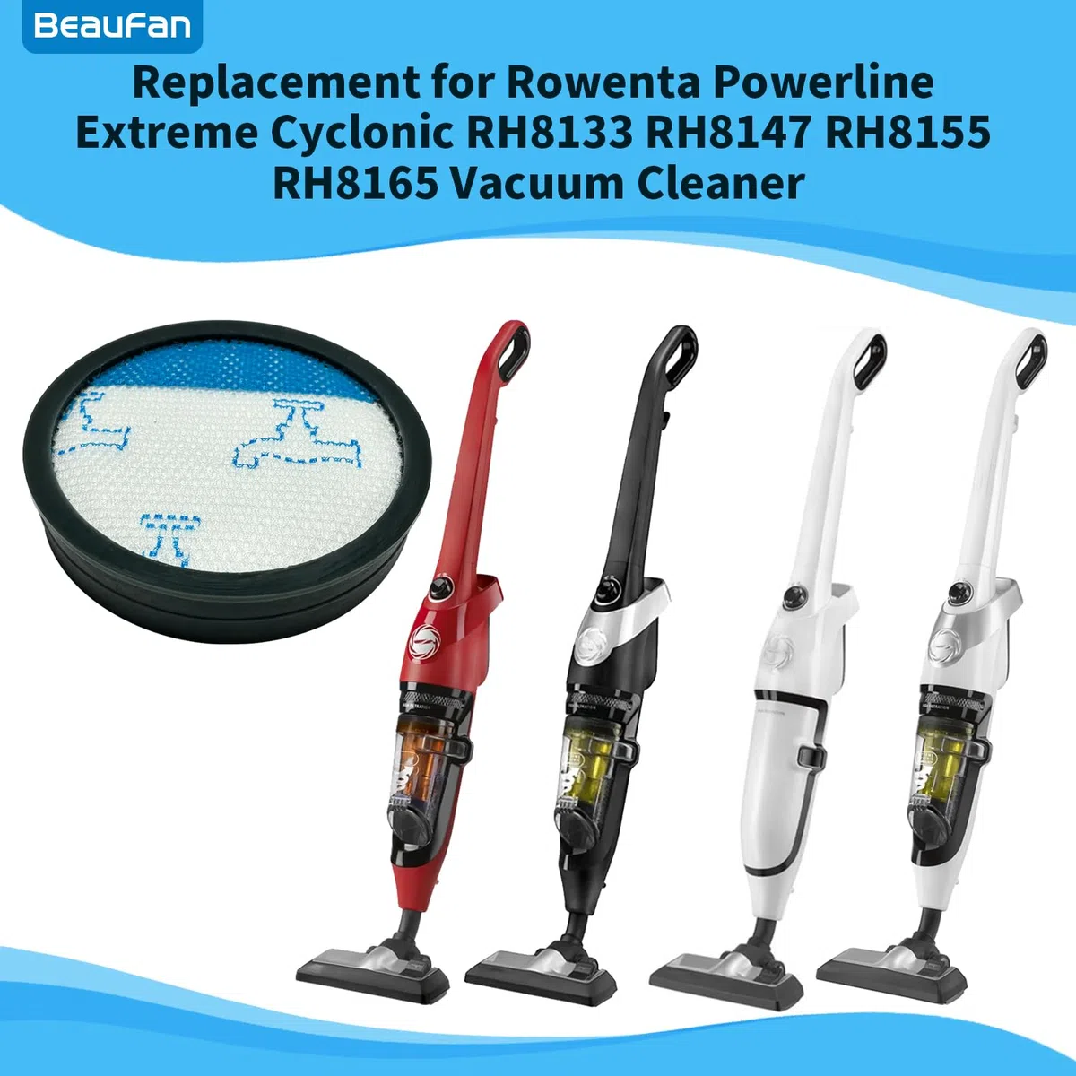 4 Pack di filtri Compatibile con Rowenta Powerline Extreme Cyclonic RH8133 RH8147 RH8155 RH8165