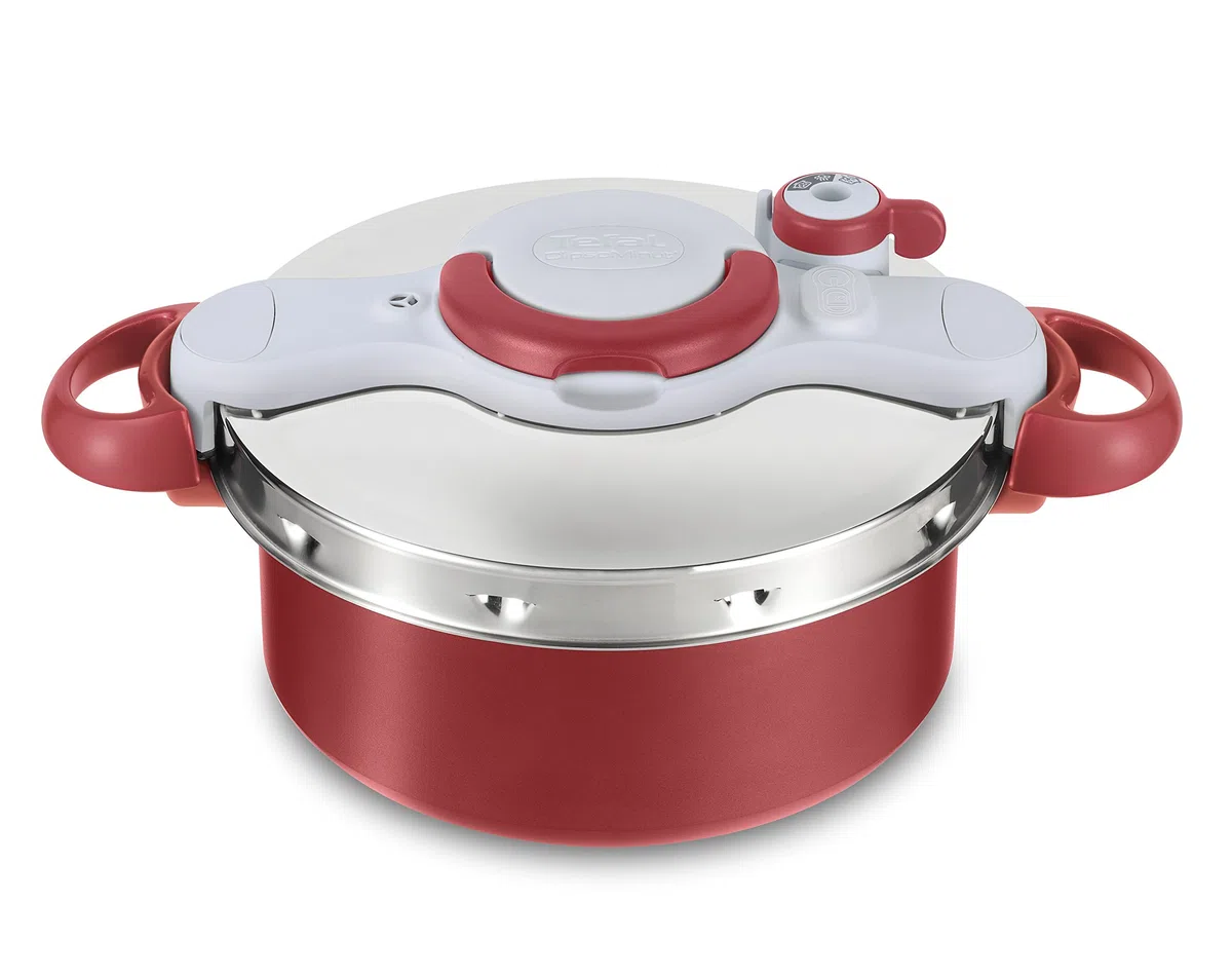 Tefal Clipsominut Duo 5L Pentola a pressione 5L Rosso, Acciaio inossidabile
