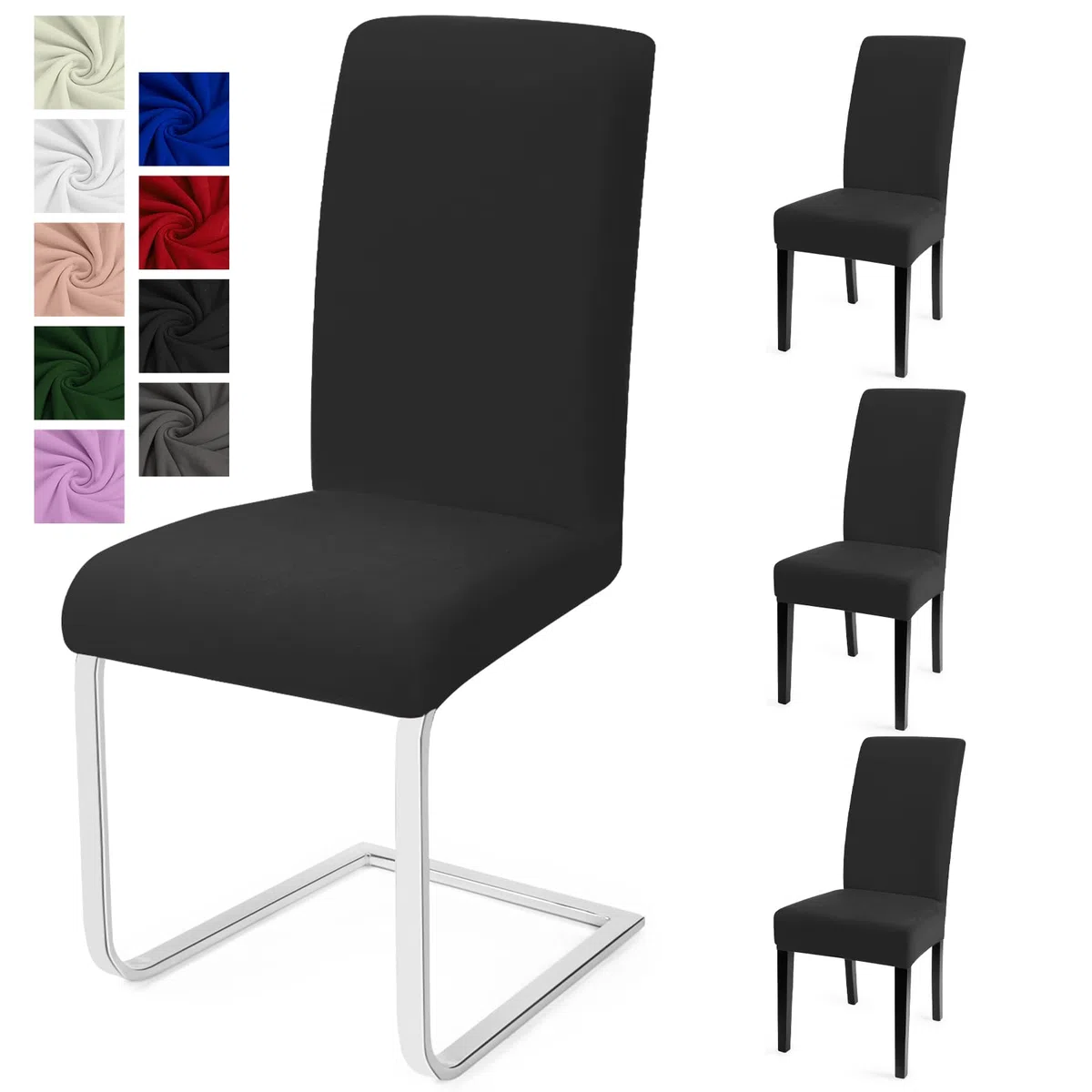 Coprisedie con Schienale 4PCS, Universale Fodere Coprisedie Moderno Coperture per Sedie Coprisedia Elasticizzato Lavabile Estraibile Copertura della Sedia Coprisedia per Hotel (Grigio Scuro, 4PCS)-C