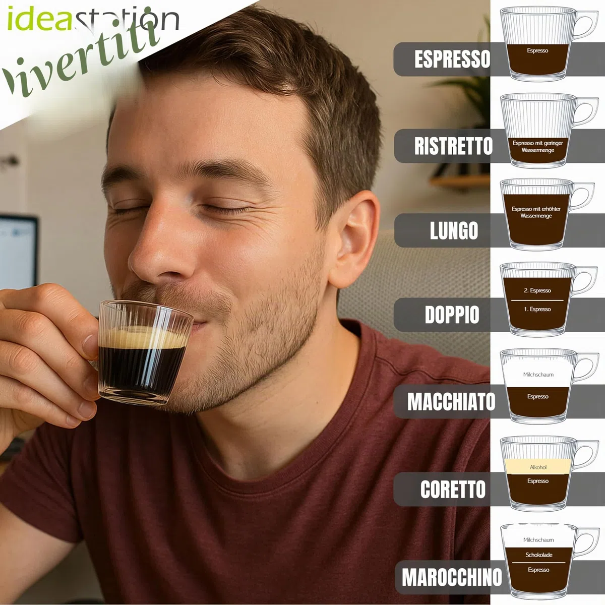 idea-station tazzine caffe vetro 6 pezzi - 80 ml - bicchieri caffe vetro - tazze espresso - coffee espresso mug