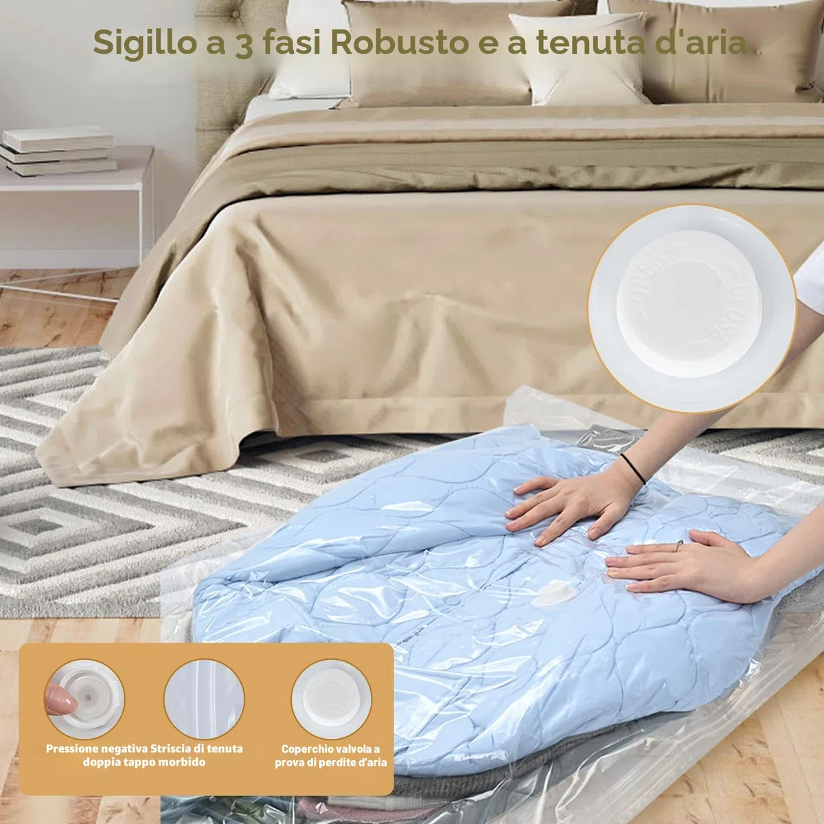Sacchetti sottovuoto vestiti da appendere, 4 pezzi Vacuum storage bags salvaspazio per vestiti, organizer per armadio, Sacchetti vestitii trasparente e riutilizzabile (4, 105x70cm)