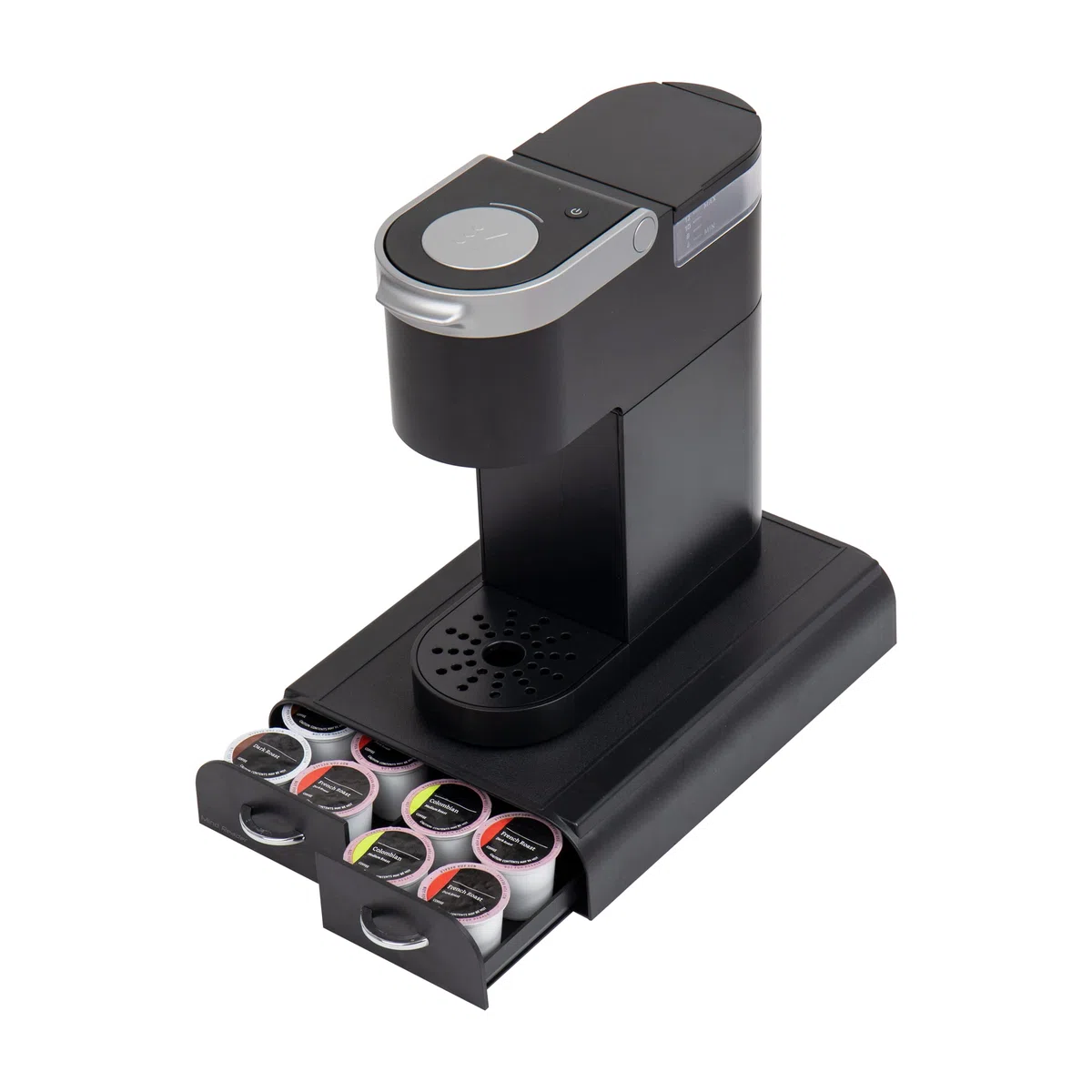Mind Reader Anchor Collection, cassetto per cialde da caffè a 2 cassetti, capacità di 24 cialde di caffè, compatibile con Keurig Mini Series, organizer da bancone, base per macchina da caffè, nero
