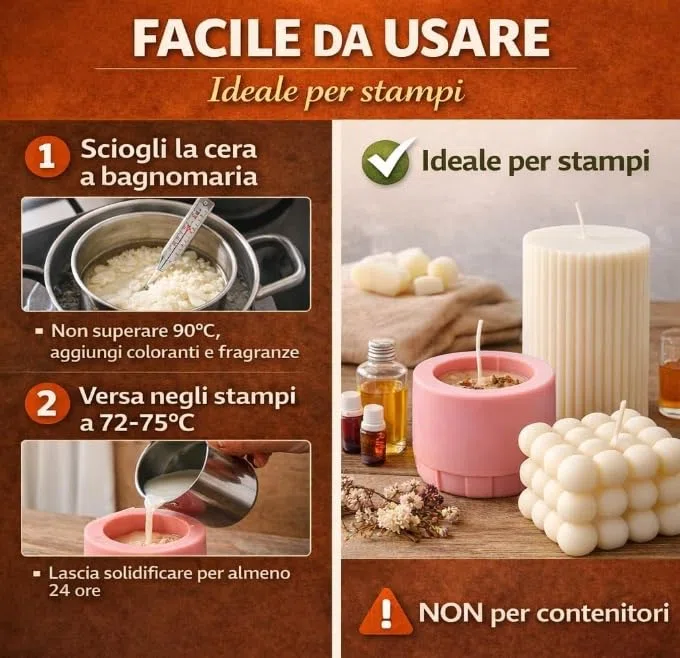 Generico Cera di Soia per Candele Kerax 4120 per Stampi – 100% Naturale Vegetale – Ideale per Candele Decorative e Fai da Te – Alta Resa Profumo – qualità Professionale Candle Making – 5 kg