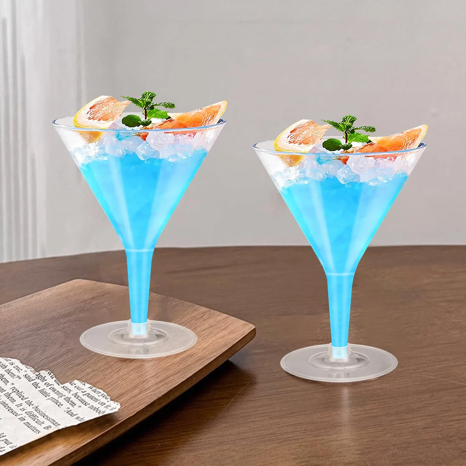 Martini - 25 bicchieri in plastica, 200 ml, riutilizzabili, in plastica, trasparenti, con manico, per anniversari, feste, compleanni, matrimoni