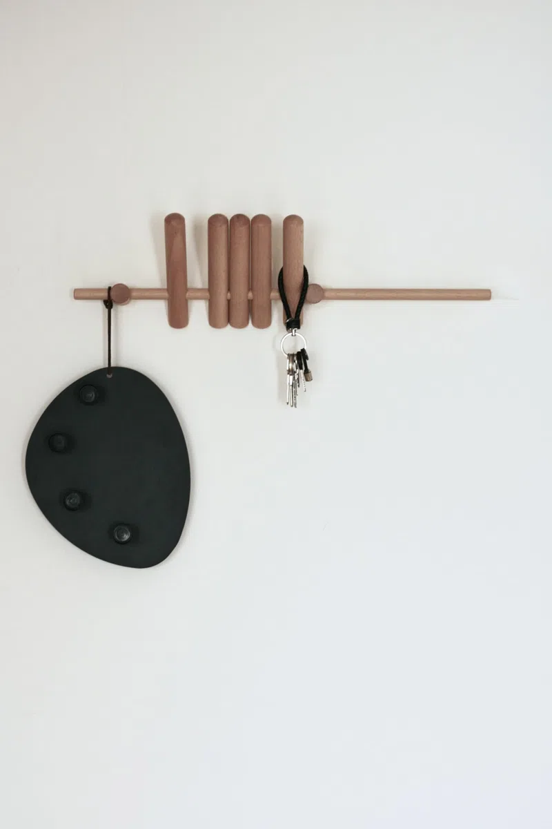 Danza Appendiabiti Muro Faggio 5 Ganci Pieghevoli Portacappotti 50cm | Ideale per ingresso camera e soggiorno per appendere giacche cappelli borse sciarpe e zaini
