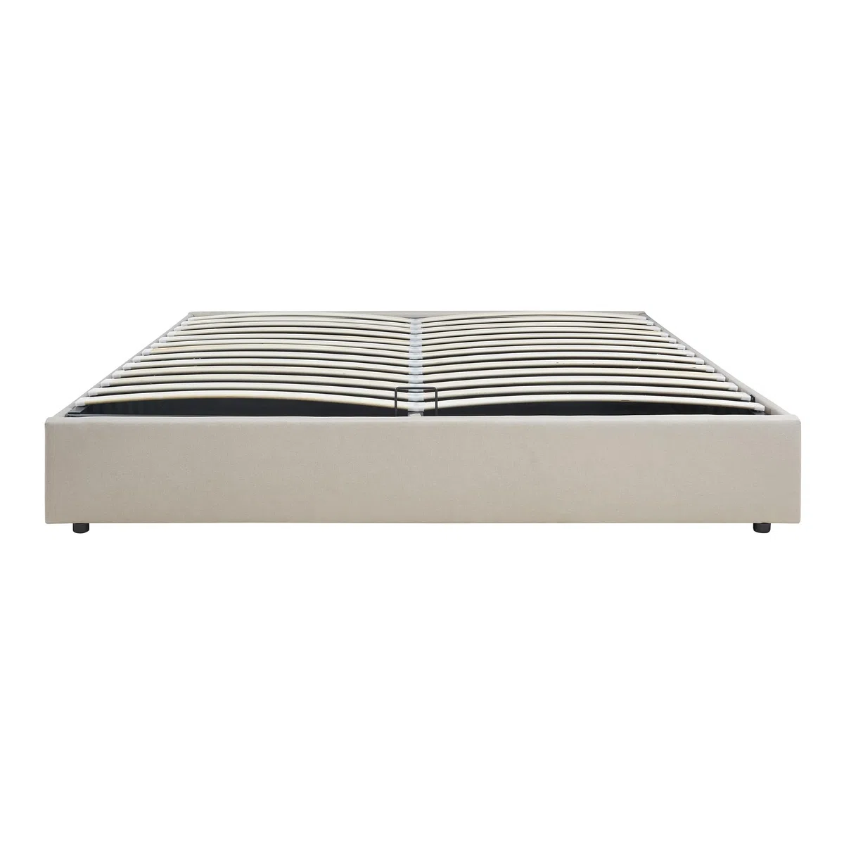 [en.casa] Struttura Letto Matrimoniale King Size 180x200 cm con Zona di Riposo Ribaltabile Contenitore Letto Doppio a 2 Piazze Rivestito in Tessuto Effetto Lino - Beige