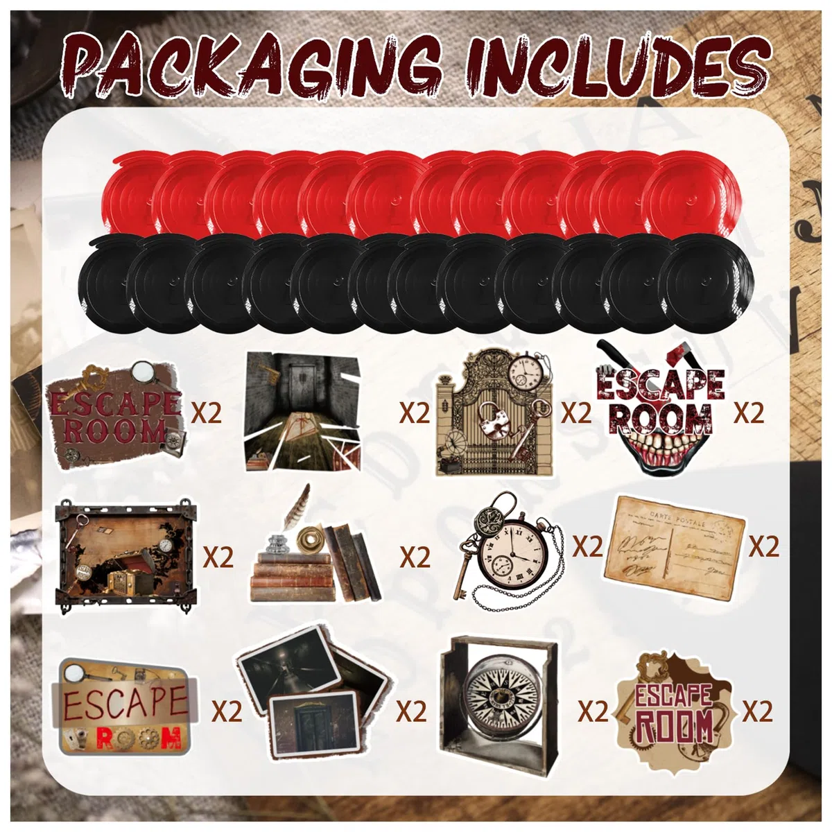 24 pezzi Escape Room appeso girelle Escape Room Spirale Soffitti Decorazioni da appendere per Escape Room Party Supplies Decorazioni Compleanno