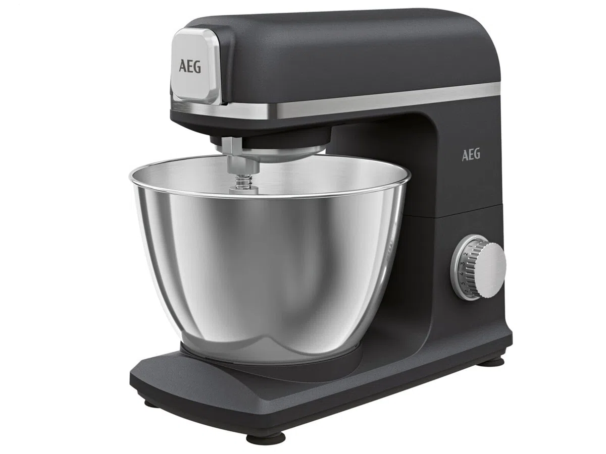 AEG KM5-1-4BPT Robot da cucina / + accessori / 1200 W / 6 velocità/funzione impulsi/agitatore planetario / 6,1 kg/alloggiamento in metallo/ciotola di miscelazione da 5 l/nero opaco