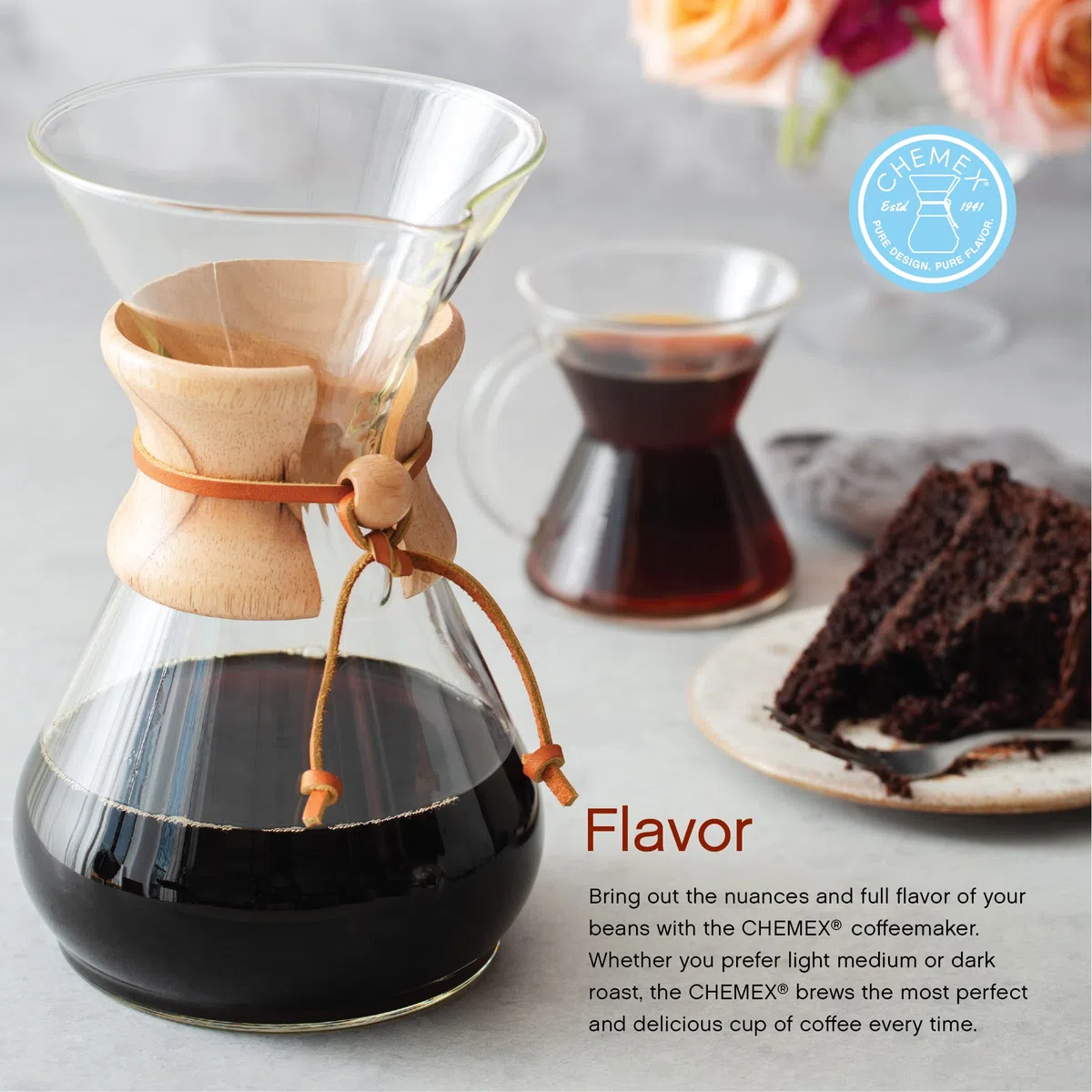 Chemex CM-6A Birraio di caffè, Legno, Vetro, Pelle, Trasparente