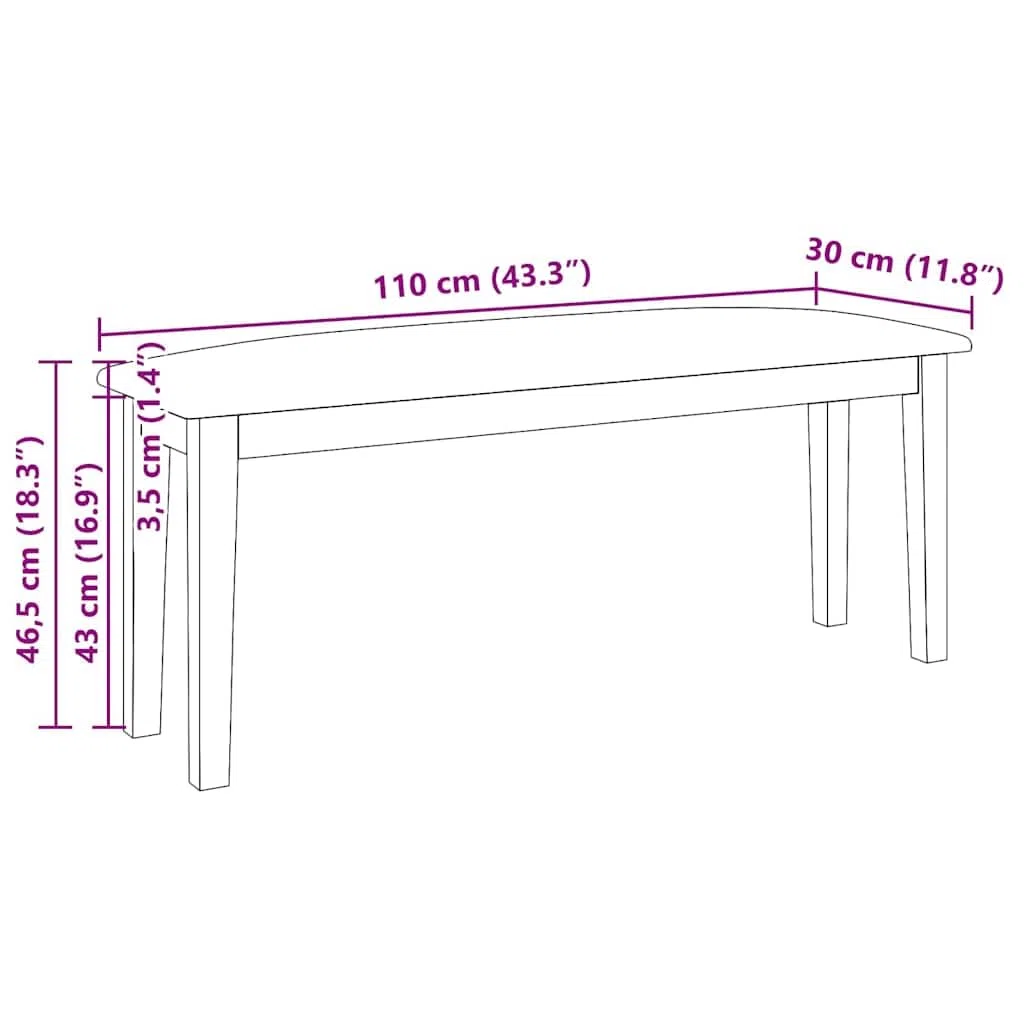 VidaXL Panca 110 cm Legno massiccio Bianco
