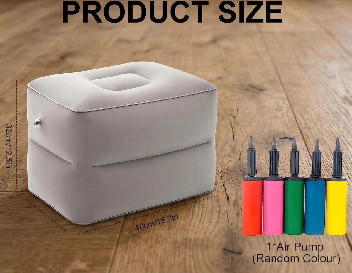 Cubo per dischi intervertebrali, cuscino portatile, 40 x 32 x 30 cm, gonfiabile, con pompa, grande cubo, grigio