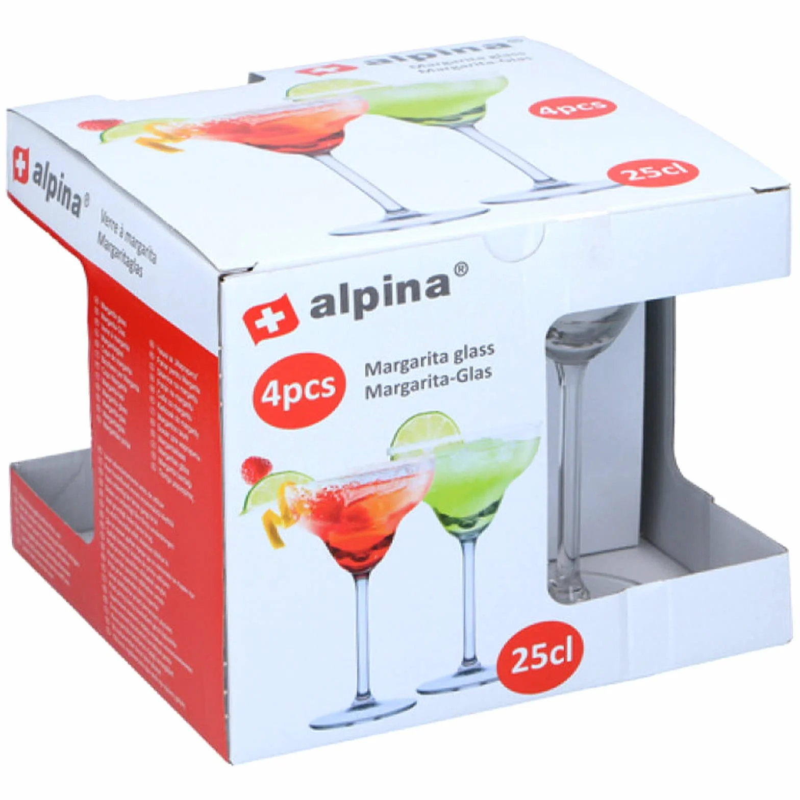 alpina Set di 4 bicchieri da cocktail in vetro a margarita da 250 ml