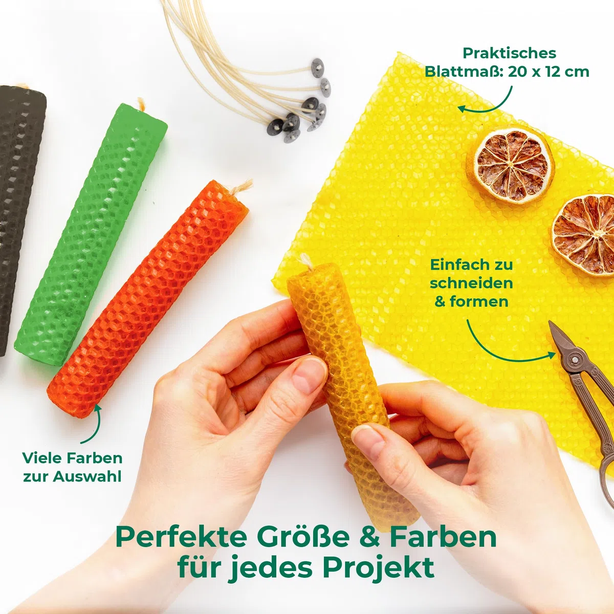 Set di 10 Candele di Cera d'api da 20 x 12 cm, Candele Naturali Fai da Te per Bambini, ecologiche per la casa e la Scuola (Nero)