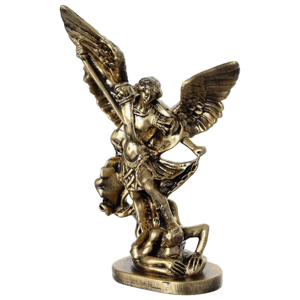 Holyart Statue in resina e PVC: Statua resina San Michele 15 cm effetto ottone