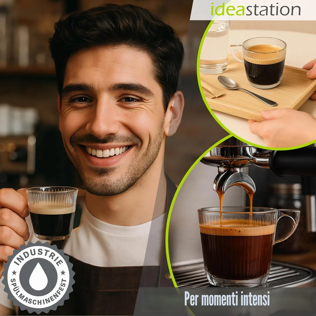 idea-station tazzine caffe vetro 6 pezzi - 80 ml - bicchieri caffe vetro - tazze espresso - coffee espresso mug