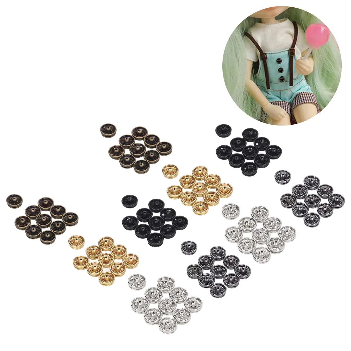 Tyenaza 100 Pezzi Bottoni Automatici da Cucire, Mini Bottoni a Pressione da 5 mm, 5 Colori, Bottoni Automatici in Metallo, per Vestiti Borsa Artigianale in Pelle Borsa per Cucire Riparazioni fai-Da-Te