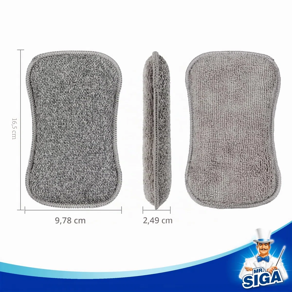 MR.SIGA Spugna bifacciale per piatti, spugne abrasive per stoviglie, 6 pezzi