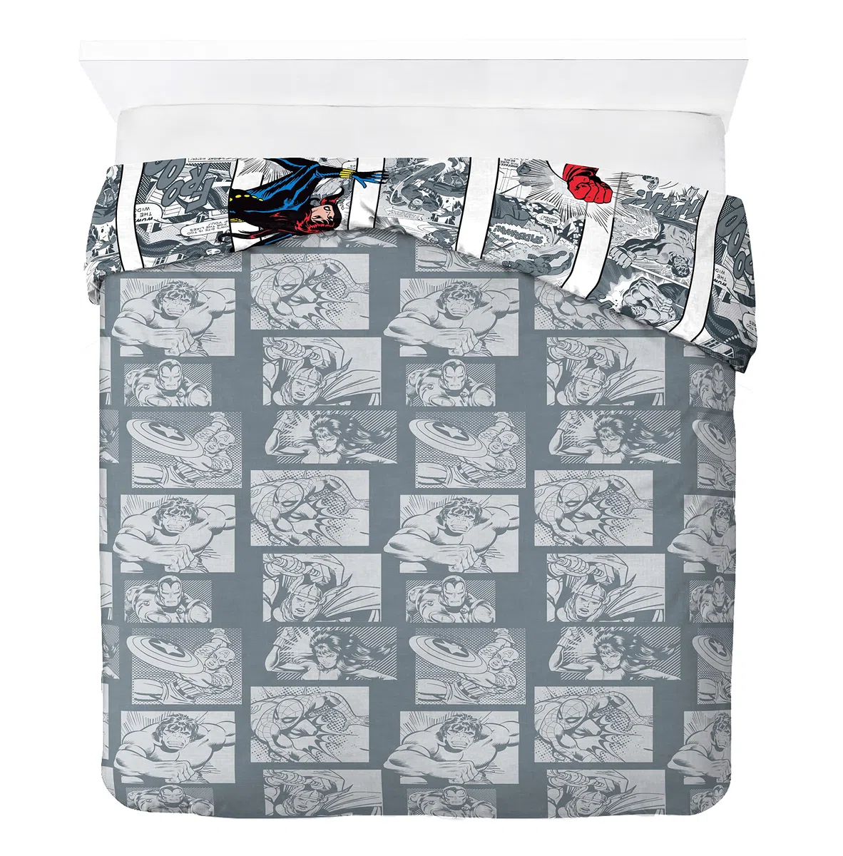 Jay Franco Marvel Comics Comic Cool 100% cotone copripiumino 200 x 200 cm matrimoniale con 2 federe 50 x 70 cm