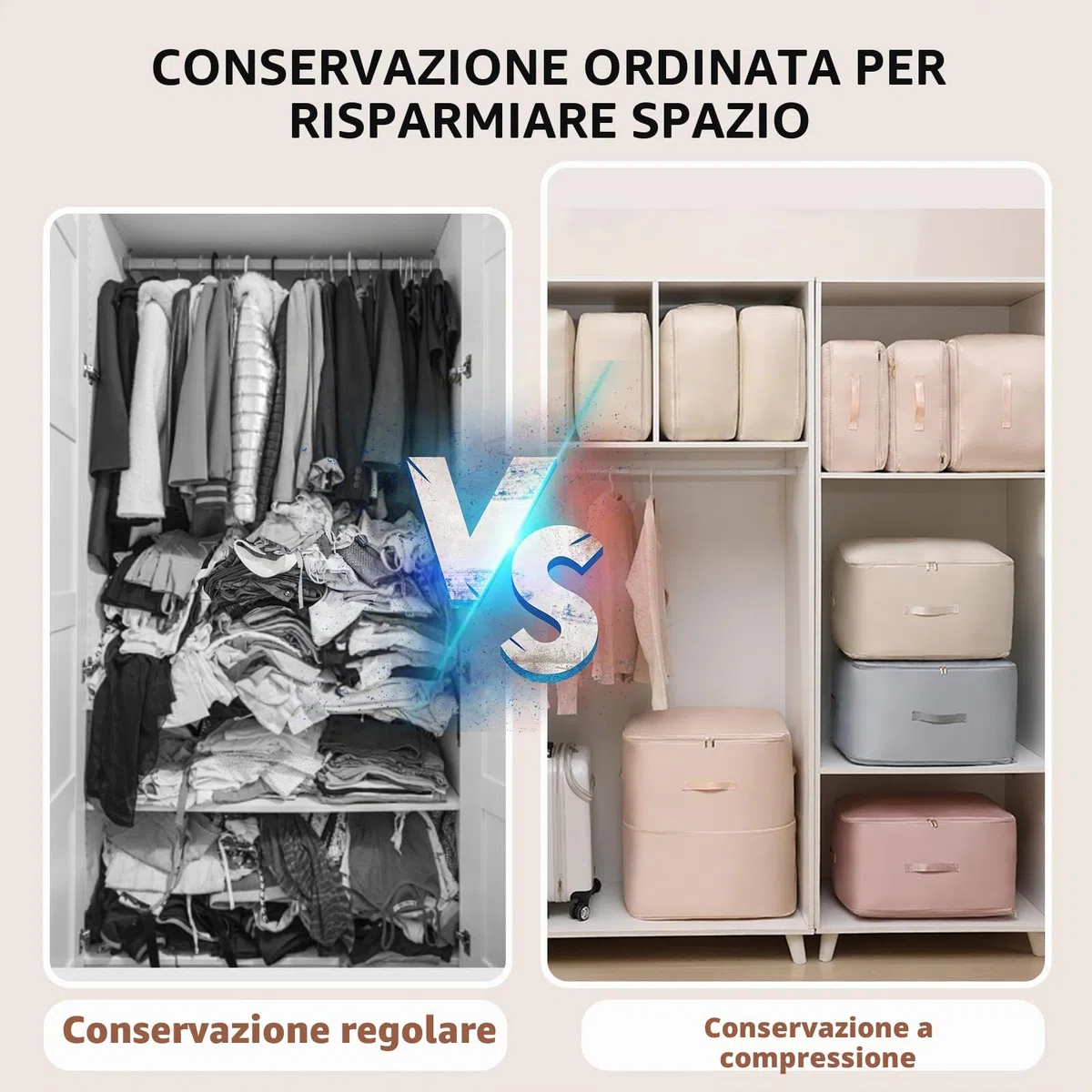 FIVAVA Organizzatore di Auto Compressione Ultra Poco Ingombrante,Sacchi di Stoccaggio Compressibili per Coperte e Abiti,Sacchetto di Viaggio per Compressione (Grigio, L+XL)