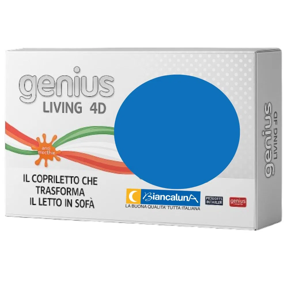 BIANCALUNA - Copriletto elastico Living Genius tinta unita Anti Macchia - Divano Letto Singolo da 90 a 200 cm Made in Italy - Blu